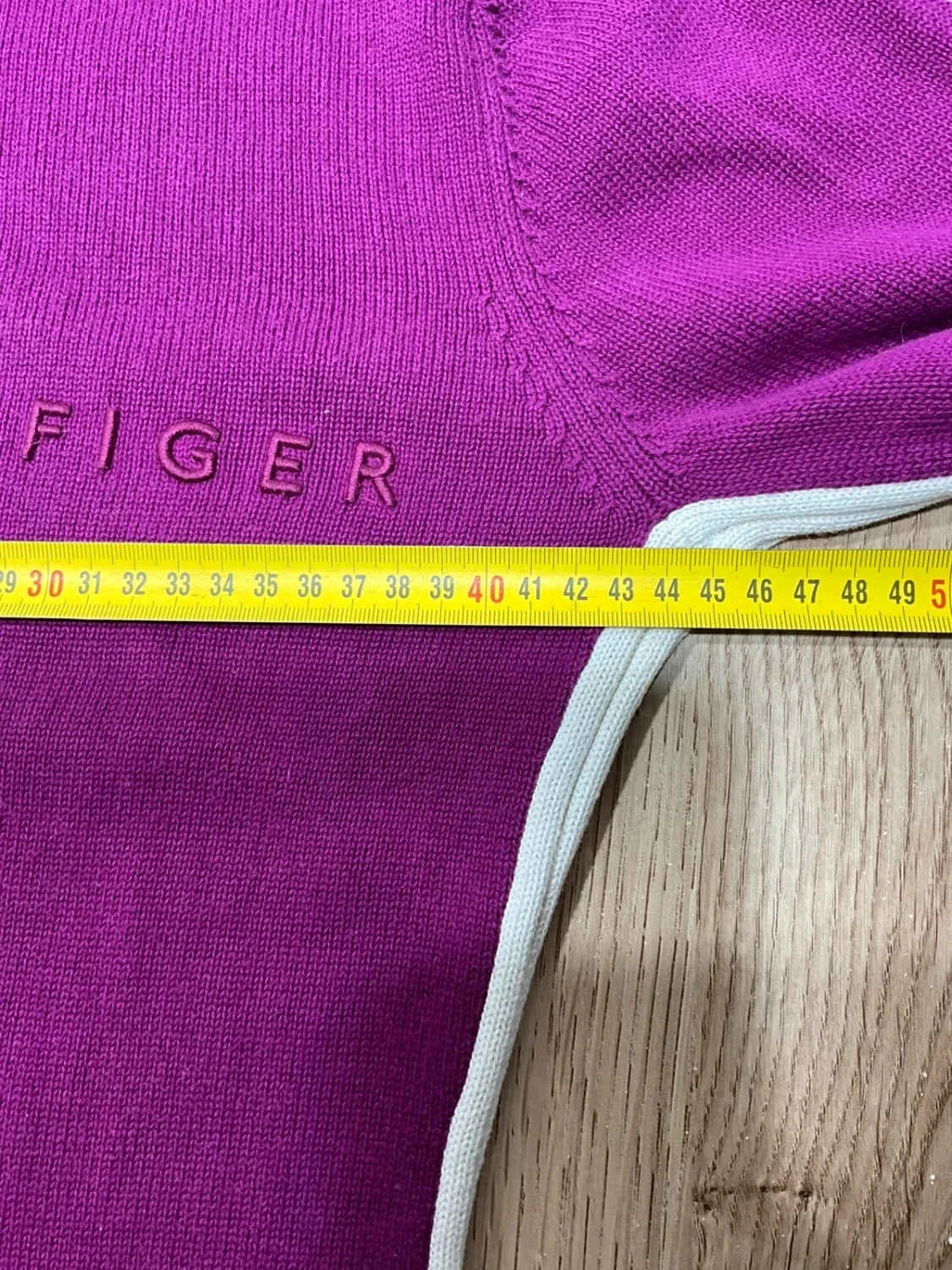 Pull Tommy Hilfiger col boutonné Femme L 100% Coton violet – photo 11